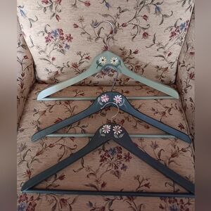 Floral Painted Wooden Hangers Set